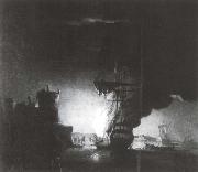 Monamy, Peter A ship on fire at night china oil painting reproduction